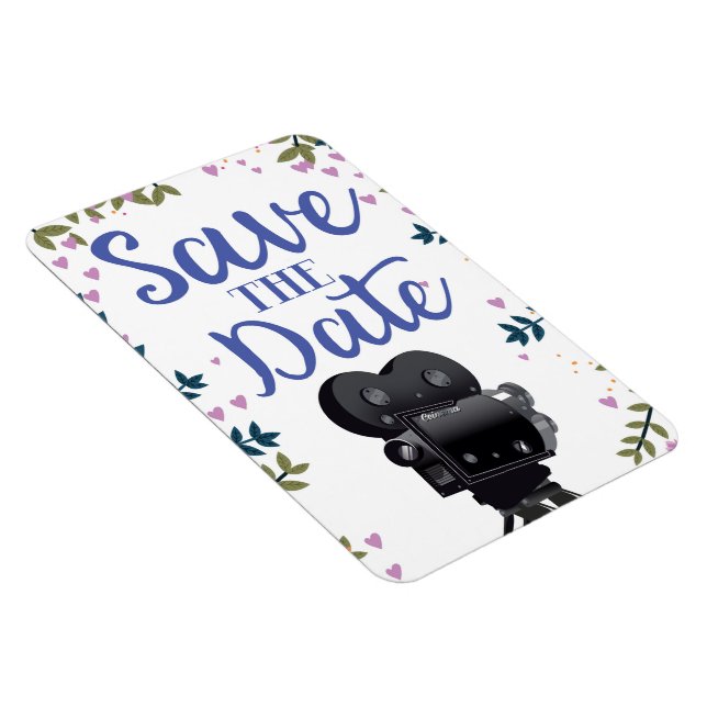 Save the Date Wedding Movie Camera Magnet (Rechte Seite)