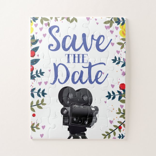 Save the Date Wedding Movie Camera Puzzle (Vertikal)