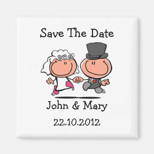 Save the Date Wedding Paar-Cartoon Magnet