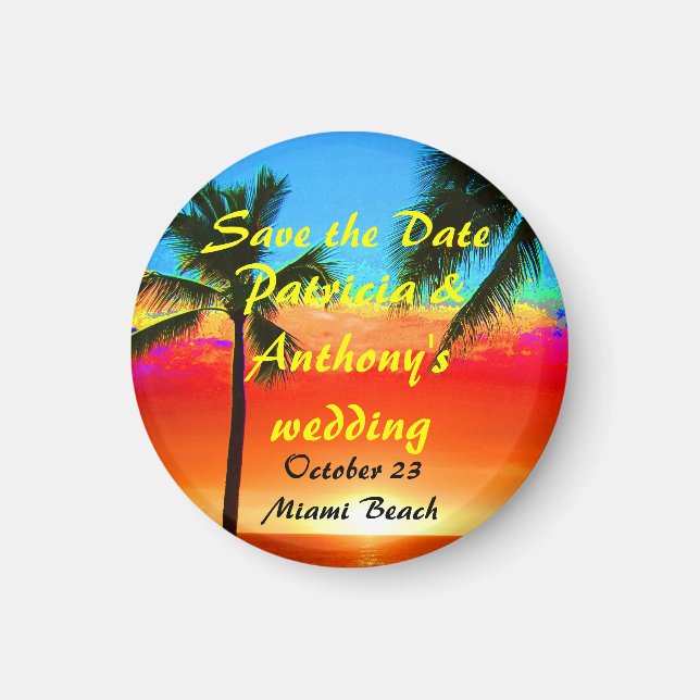 Save the Date Wedding Palm Trees Magnet (Vorne)