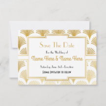 Save the Date Wedding Party 20ties Gold Fan Deko