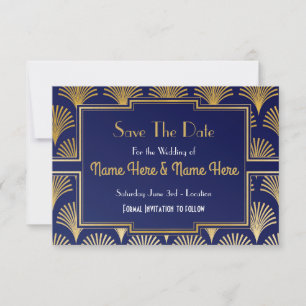 Save the Date Wedding Party 20ties Gold Fan Deko