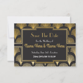 Save the Date Wedding Party 20ties Gold Fan Deko