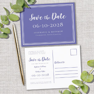 Save the Date Wedding Periwinkle Simple Modern Ankündigungspostkarte