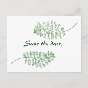 Save the Date Wedding Postkarten, grünen Sie Farne Ankündigungspostkarte