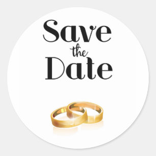 Save the Date Wedding Rings Runder Aufkleber