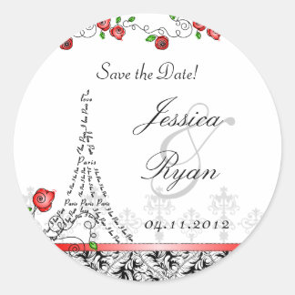 Save the Date Wedding Schwarz-weißes Runder Aufkleber