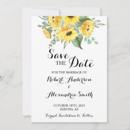 Save the Date Wedding Sunflowers Grüne Einladung
