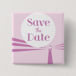 Save the Date Wedding Vintag Lighthouse Button