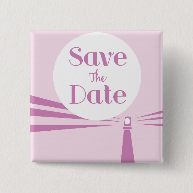 Save the Date Wedding Vintag Lighthouse Button (Vorderseite)
