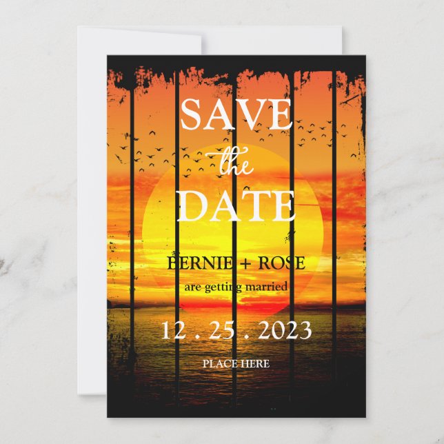 SAVE THE DATE WEDING SUNSET EINLADUNG (Vorderseite)