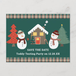 Save the Date Weihnachten Kariertes Party Ankündigungspostkarte