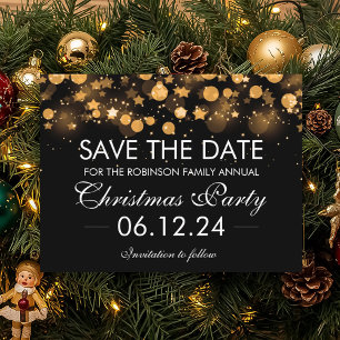 Save the Date Weihnachtsgoldfunkelnde Sterne Ankündigungspostkarte
