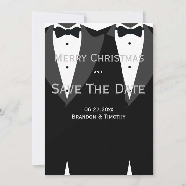 Save the Date Weihnachtskarten Silver Gay Wedding (Vorderseite)