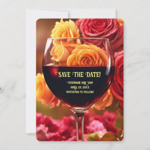 Save the Date Wein und Rose Einladung