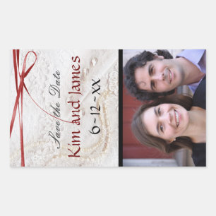 Save the Date Weinflaschen Rechteckiger Aufkleber