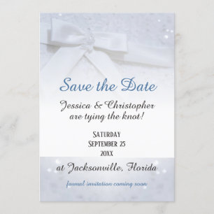 Save The Date Weiße Schleifen Tie The Knot Hochz Einladung