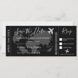 Save the Date Weltkarte Boarding Pass