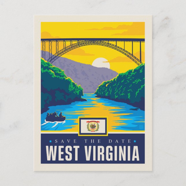 Save The Date | West Virginia Einladungspostkarte (Vorderseite)