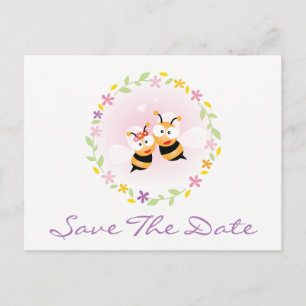 Save the Date Whimsical Pink Hochzeitsankündigung Postkarte