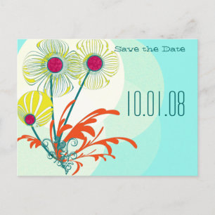 Save the Date Whimsikische Blume Helle Farben Ankündigungspostkarte