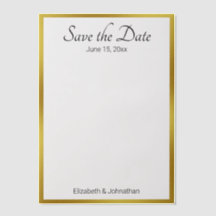 Save the Date White and Gold Elegante Wedding