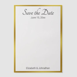 Save the Date White and Gold Elegante Wedding