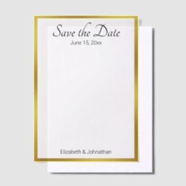 Save the Date White and Gold Elegante Wedding