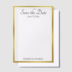 Save the Date White and Gold Elegante Wedding