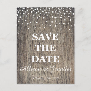 Save the Date White and Gold Glitzer Imitate Fossi Ankündigungspostkarte