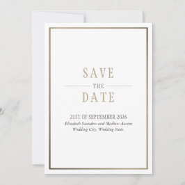Save the Date White Bronze Gold Einladung