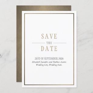 Save the Date White Bronze Gold Einladung