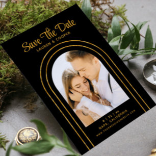 Save the Date White Gold Stilvolle Art Deco Hochze