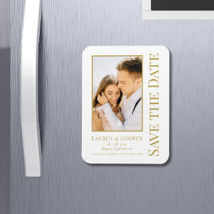 Save the Date White Gold Stilvolle Moderne Hochzei Magnet