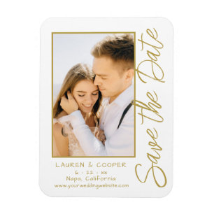 Save the Date White Gold Stilvolle Moderne Hochzei Magnet