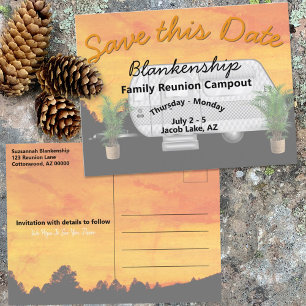 Save the Date-Wiedersehen-Vorlage für das Campingp Ankündigungspostkarte