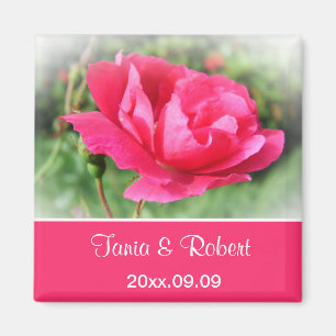 Save the Date, wildrosa Rosa-Blume. Magnet