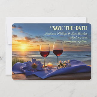 Save the Date Wine on the Beach Sunset Einladung