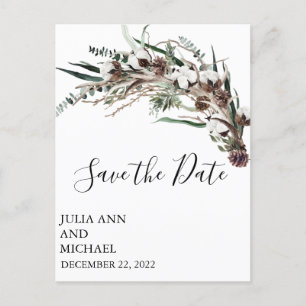 Save the Date Winter Foliage Weihnachtswolle Postkarte
