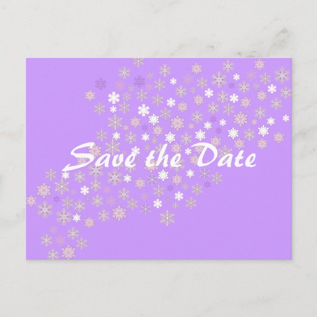 Save the Date/Winter Hochzeitssnowflakes Ankündigungspostkarte (Vorderseite)