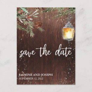 Save the Date Winter Rustic Wohnen Weihnachten Ankündigungspostkarte
