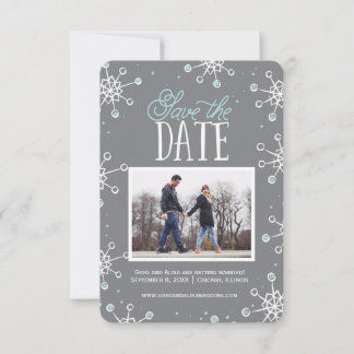 Save the Date Winter Snowflake Weddin Blue Gray |
