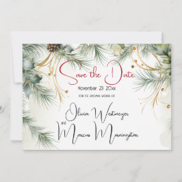 Save The Date | Winter Wasserfarbene Vegetation Einladung