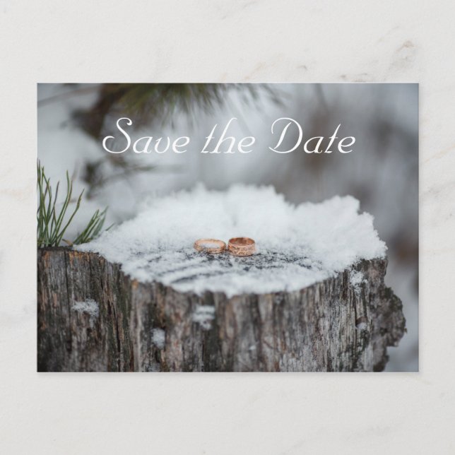 Save the Date - Winterhochzeit Ankündigungspostkarte (Vorderseite)