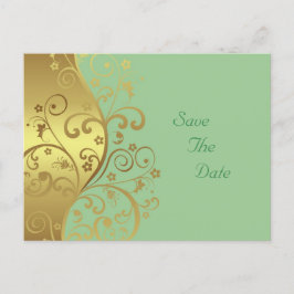 Save the Date - Wirbel aus Gold und Meeresfrüchte Ankündigungspostkarte