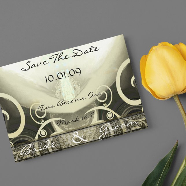 Save the Date wirbelnde Cala Lily Postkarte (Von Creator hochgeladen)
