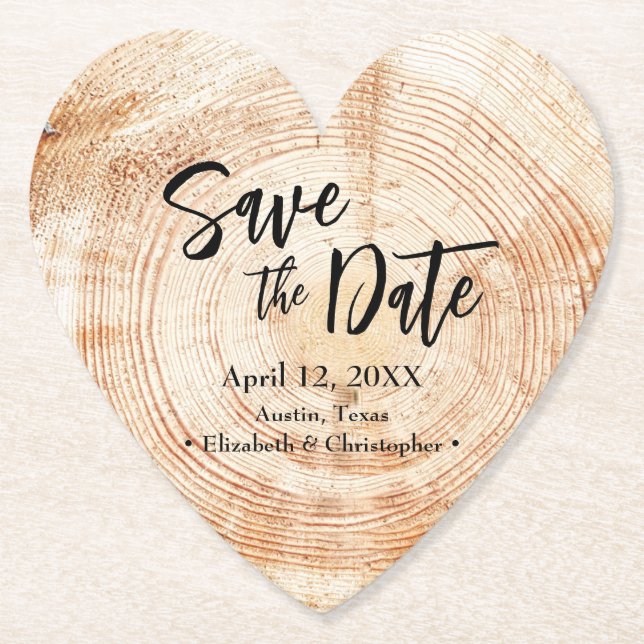 Save the date Wood grain Wedding Rustic  Untersetzer (Vorderseite)