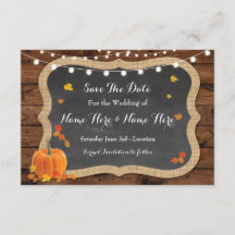 Save the Date Wood Pumpkin Hochzeit im Herbst Verl