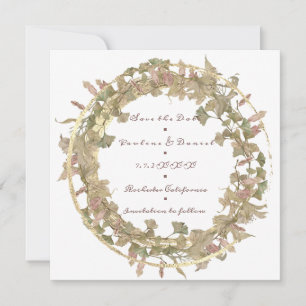 Save the Date Wreath Hütte Gold White Green