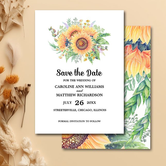Save The Date. Wtercolor Sonnenblumen Hochzeit Einladung (Von Creator hochgeladen)